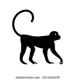 Wildlife animals mammal monkey icon | Black Vector illustration |