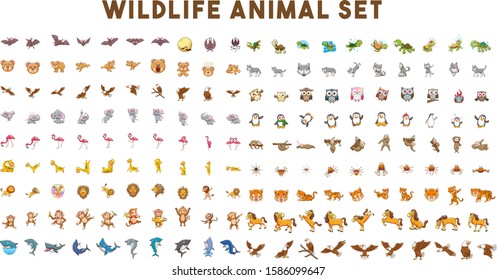 Wildlife  animals set collection vector graphic clipart design
