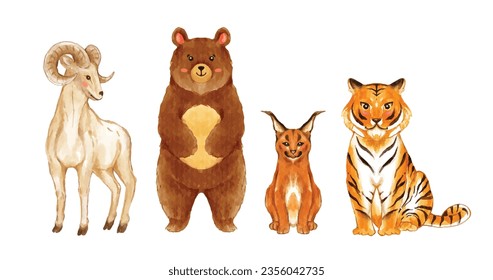 wildlife animals watercolor vector illustration