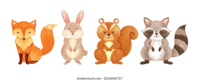 wildlife animals watercolor vector illustration