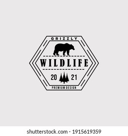 wildlife bear grizzly logo vector illustration design