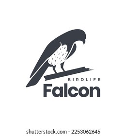 wildlife bird perched hunting prey falcon isolated logo design vector icon illustration template