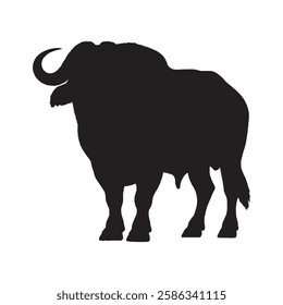 Wildlife Buffalo Silhouette for Nature-Themed Artworks - Buffalo Vector - Buffalo Illustration
