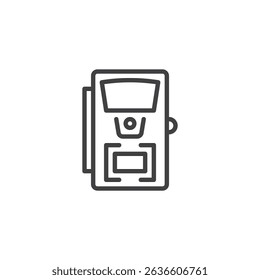 Wildlife Camera line icon. linear style sign for mobile concept and web design. Trail monitoring camera outline vector icon. Symbol, logo illustration. Vector graphics