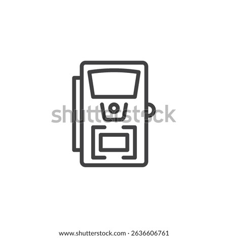 Wildlife Camera line icon. linear style sign for mobile concept and web design. Trail monitoring camera outline vector icon. Symbol, logo illustration. Vector graphics
