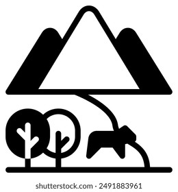 Wildlife camping holiday icon illustration