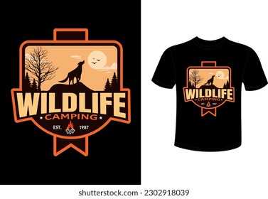 Wildlife camping t shirt design 