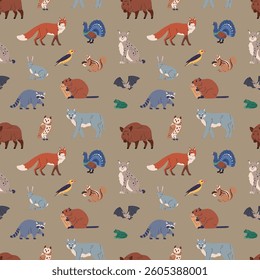 wildlife cartoon animal on the light  brown background
