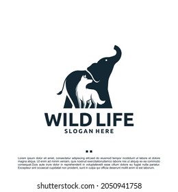 wildlife , combination , logo design template