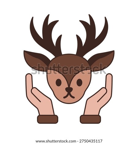 Wildlife conservation concept with deer protected by caring hands representing animal protection biodiversity preservation habitat conservation and responsible environmental stewardship.