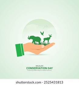 Wildlife Conservation Day. Design for banner poster, 3D Illustration