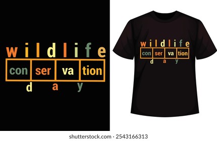 Wildlife Conservation Day design for t-shirt, bags, mugs, stickers, banner, poster, icon etc. Fully Editable Print Ready Template - Vector.
