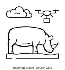 wildlife conservation drone line icon vector. wildlife conservation drone sign. isolated contour symbol black illustration