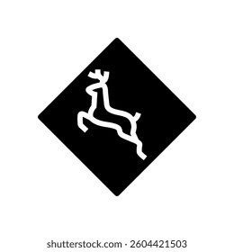 wildlife crossing car driving obstacles glyph icon vector. wildlife crossing car driving obstacles sign. isolated symbol illustration