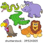 Wildlife cute animals collection - vector illustration.