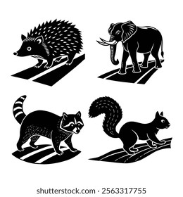 Wildlife Day Animal Silhouette Vector Set.