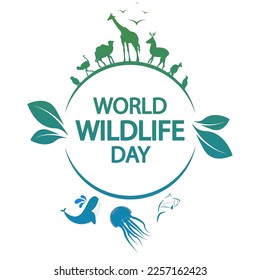 Wildlife day world animals, vector art illustration.