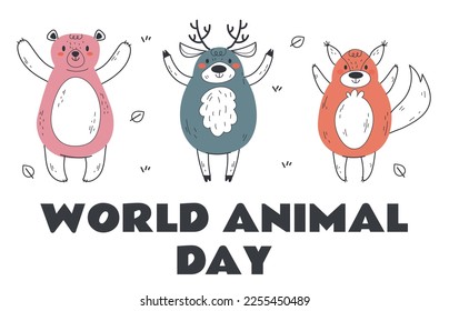 Wildlife day world life wild animal forest nature conservation concept. Vector design graphic illustration
