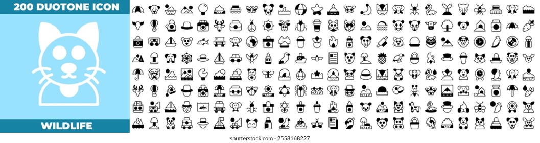 Wildlife Duotone Editable Icons set. Vector illustration in modern thin duotone style of wildlife icons: wildlife, animal, deer, etc