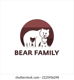 Wildlife Fauna Flat Illustration of Bears Silhouette