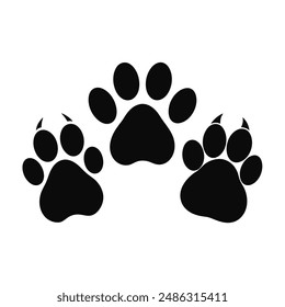 Wildlife footprint vector illustration, Animal track black silhouette.