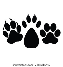 Wildlife footprint vector illustration, Animal track black silhouette.