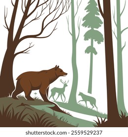 the wildlife in a forest design