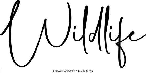 Wildlife. Hand drawn lettering, Environment theme. Vector illustration, paint with brush. Isolated phrase on white background.
