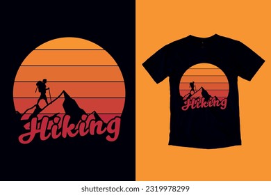 Wildlife Hiking Retro Outdoors Mountains Hiking T-Shirt Design