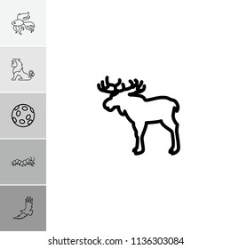 Wildlife icon. collection of 6 wildlife outline icons such as moose, extinct sea creature, lion, eagle, fish. editable wildlife icons for web and mobile.