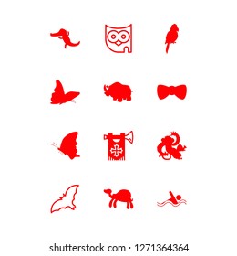 wildlife icon set about crocodile, rhinoceros, monkey and swimming icon vector set
