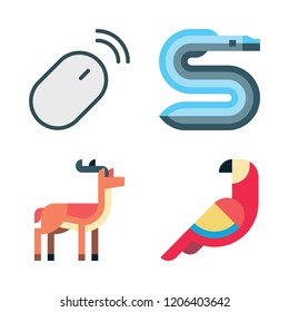 wildlife icon set. vector set about eel, antelope, parrot and mouse icons set.