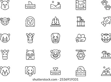 Wildlife icons collection is a vector illustration with editable stroke.