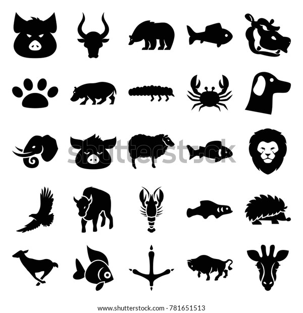 Wildlife Icons Set 25 Editable Filled Stock Vector (Royalty Free ...