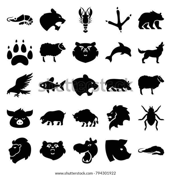 Wildlife Icons Set 25 Editable Filled Stock Vector (Royalty Free ...