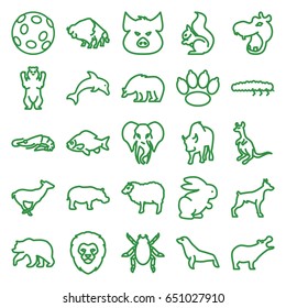 Wildlife icons set. set of 25 wildlife outline icons such as bear, hippopotamus, lion, pig, alligator, dog, beetle, fish, buffalo, sheep, antelope, cangaroo, squirrel