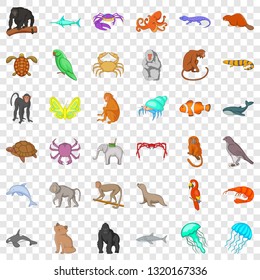 Wildlife icons set. Cartoon style of 36 wildlife vector icons for web for any design