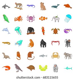 Wildlife icons set. Cartoon style of 36 wildlife vector icons for web isolated on white background