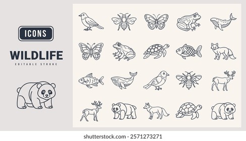 Wildlife Icons set. vector illustration in modern thin line style of wildlife icons.