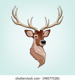 Wildlife isolated Deer Head Vector Illustration 