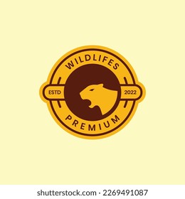 wildlife jaguar panther roar flat minimal circle badge logo design vector icon illustration