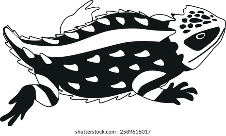 Wildlife lizard black-and-white vector illustration