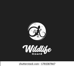 Wildlife lizard logo design template