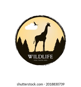 Wildlife Logo Design Giraffe Fir Tree Stock Vector (Royalty Free ...