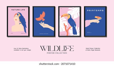 Minimalistische Print-Plakatsammlung für Wildtiere