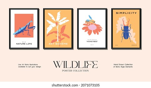 Wildlife minimalistic print poster collection