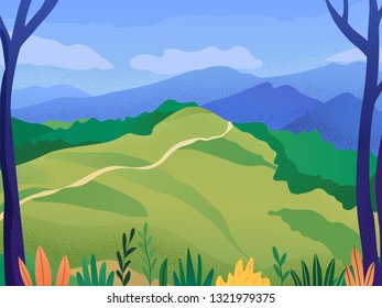 Wildlife, mountains, beauty. Vector illustration