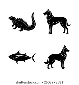Wildlife and Pet Silhouettes Vector | High-Quality Animal Illustrations