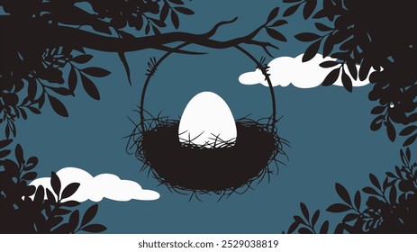 Wildlife Photography Bird's Nest,  Bird's Nest with Single Egg