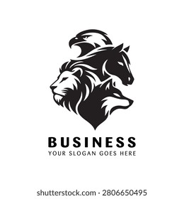 Wildlife Predator logo depicts a layered silhouette of a lion and wolf, making the Wildlife Predator logo a striking identity for outdoor adventure or conservation brands. With the Wildlife Predator logo, organizations can emphasize their deep connection to the wilderness and predatory intelligence, appealing to audiences that value strength, agility, and natural instinct.